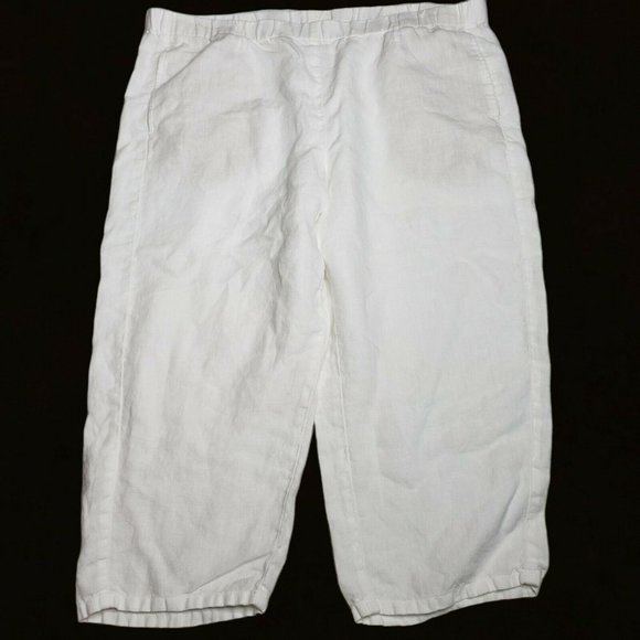 J. Jill Women's Size L Wide Leg Beach Comber 100% Linen Pants White Pockets - Picture 9 of 9